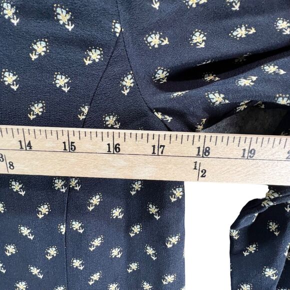 Garnet Hill Dress Womens XS Blue Floral Crepe Drop Waist Buttons Cottage Boho - Picture 8 of 16